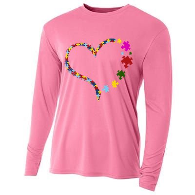 Autism Heart Puzzle Piece Cooling Performance Long Sleeve Crew
