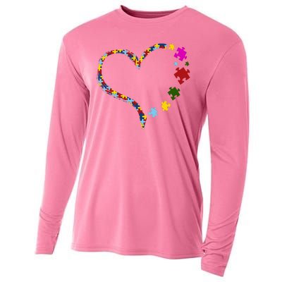 Autism Heart Puzzle Piece Cooling Performance Long Sleeve Crew