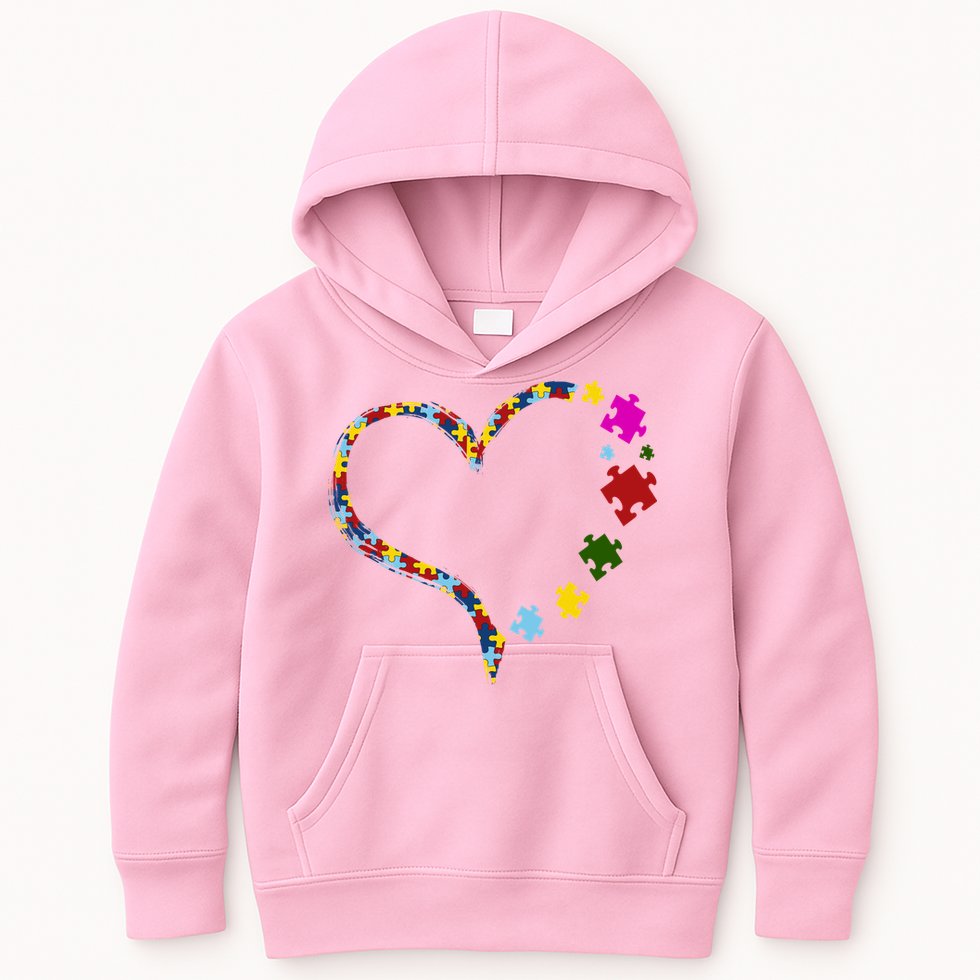 Autism Heart Puzzle Piece Kids Hoodie