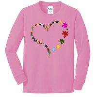 Autism Heart Puzzle Piece Kids Long Sleeve Shirt