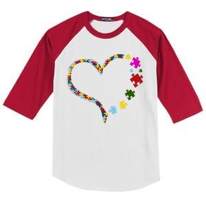 Autism Heart Puzzle Piece Kids Colorblock Raglan Jersey