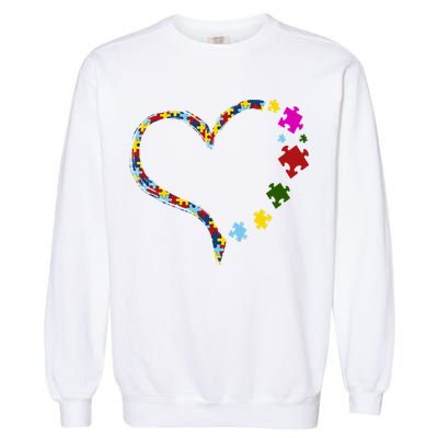 Autism Heart Puzzle Piece Garment-Dyed Sweatshirt