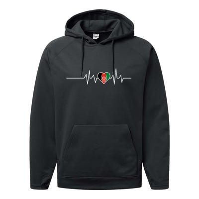 Afghanistan Heart Pulse Flag Performance Fleece Hoodie