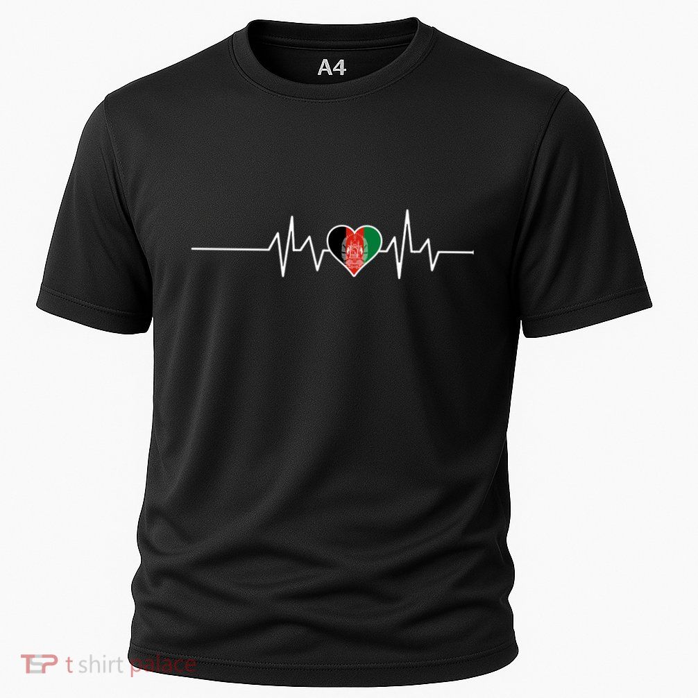 Afghanistan Heart Pulse Flag Cooling Performance Crew T-Shirt