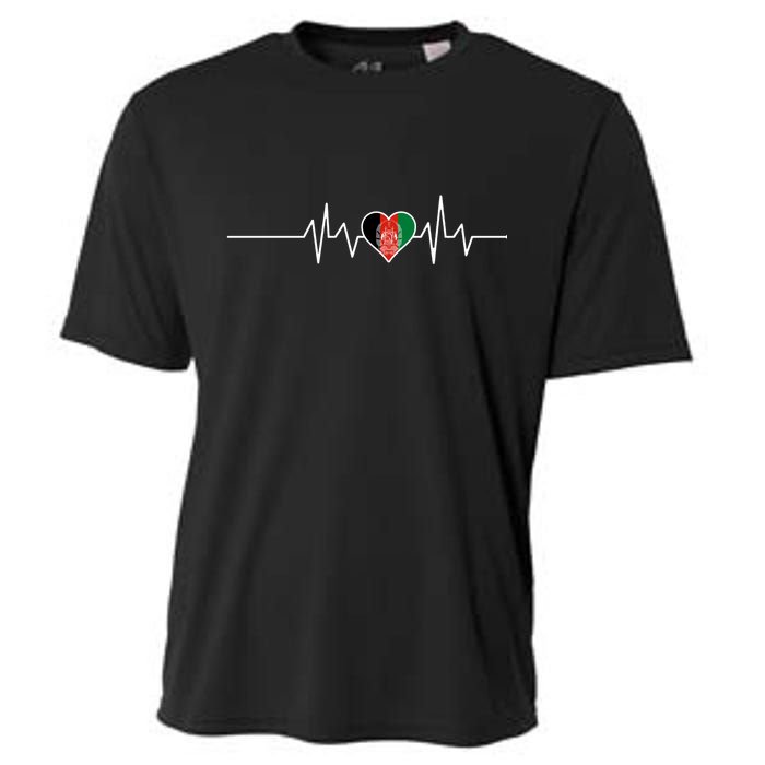 Afghanistan Heart Pulse Flag Cooling Performance Crew T-Shirt