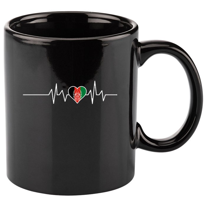 Afghanistan Heart Pulse Flag 11oz C Handle Ceramic Mug