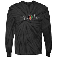 Afghanistan Heart Pulse Flag Tie-Dye Long Sleeve Shirt