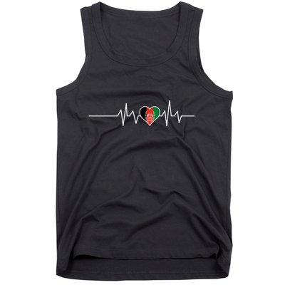 Afghanistan Heart Pulse Flag Tank Top