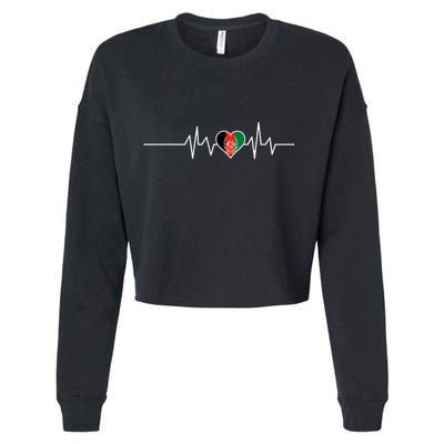 Afghanistan Heart Pulse Flag Cropped Pullover Crew
