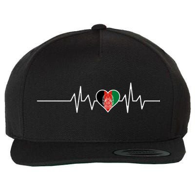 Afghanistan Heart Pulse Flag Wool Snapback Cap