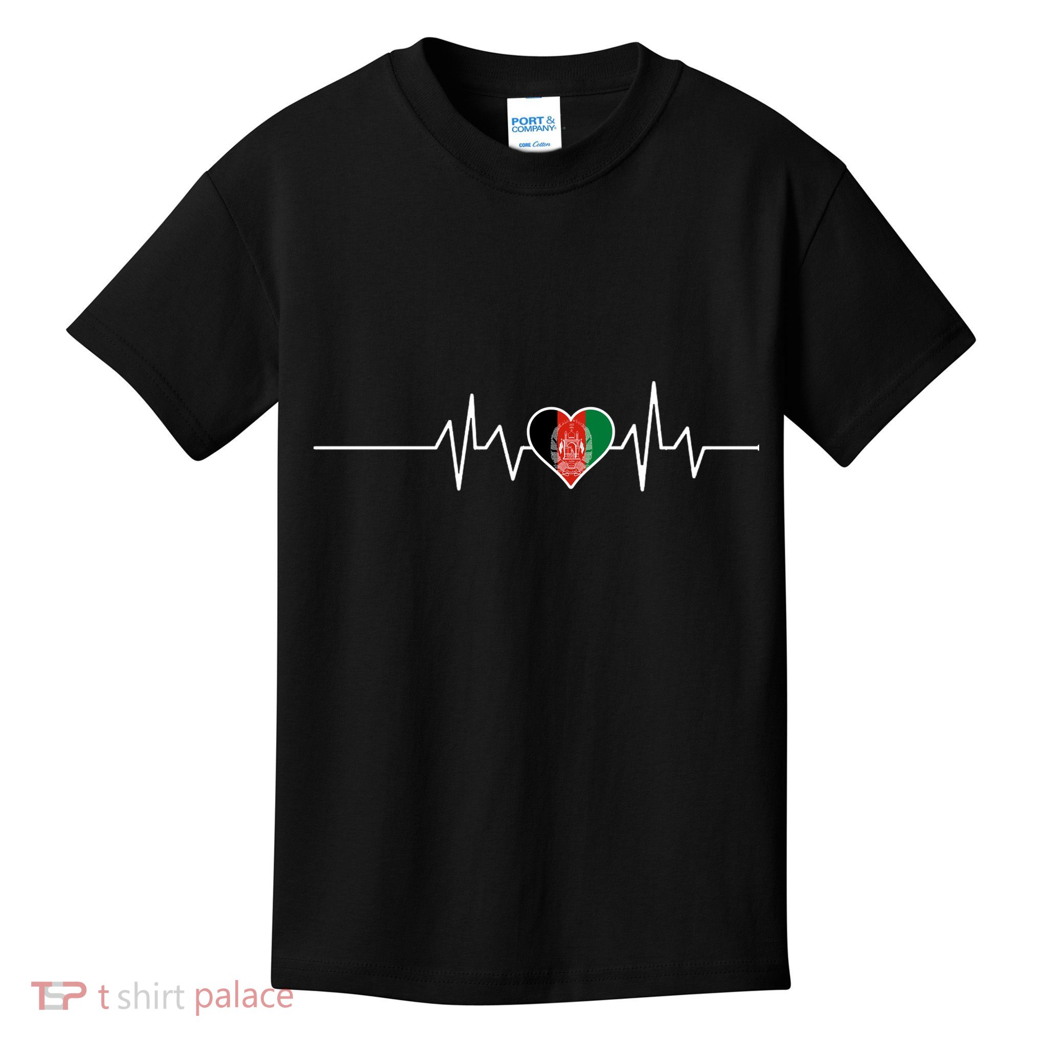 Afghanistan Heart Pulse Flag Kids T-Shirt