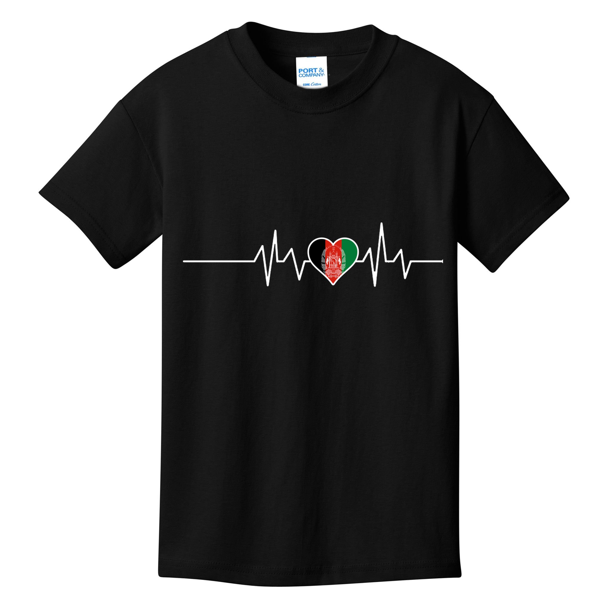 Afghanistan Heart Pulse Flag Kids T-Shirt