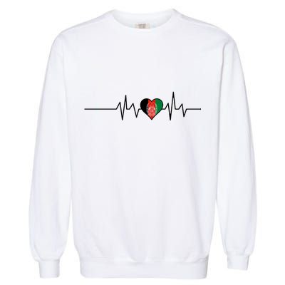Afghanistan Heart Pulse Flag Garment-Dyed Sweatshirt
