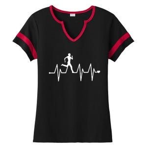 Athletics Heartbeat Pulse Funny Running Ladies Halftime Notch Neck Tee