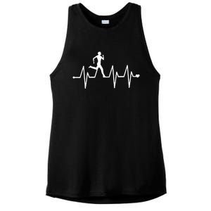 Athletics Heartbeat Pulse Funny Running Ladies PosiCharge Tri-Blend Wicking Tank