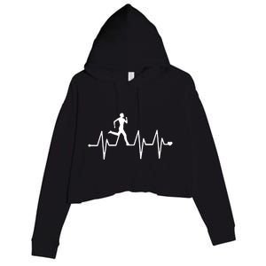 Athletics Heartbeat Pulse Funny Running Crop Fleece Hoodie