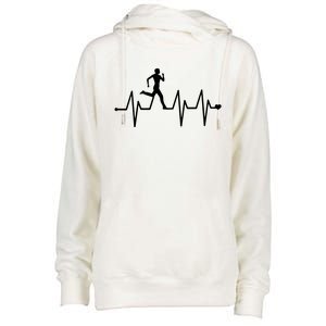 Athletics Heartbeat Pulse Funny Running Womens Funnel Neck Pullover Hood