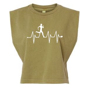 Athletics Heartbeat Pulse Funny Running Garment-Dyed Women's Muscle Tee