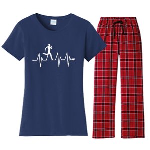 Athletics Heartbeat Pulse Funny Running Women's Flannel Pajama Set