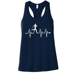 Athletics Heartbeat Pulse Funny Running Women's Racerback Tank