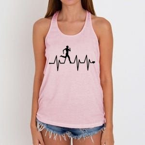 Athletics Heartbeat Pulse Funny Running Women's Knotted Racerback Tank