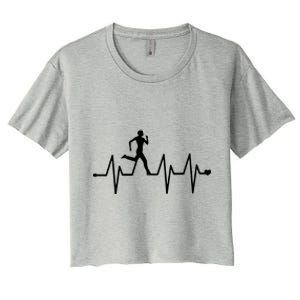 Athletics Heartbeat Pulse Funny Running Women's Crop Top Tee