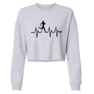 Athletics Heartbeat Pulse Funny Running Cropped Pullover Crew