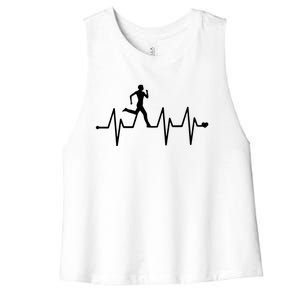 Athletics Heartbeat Pulse Funny Running Women's Racerback Cropped Tank