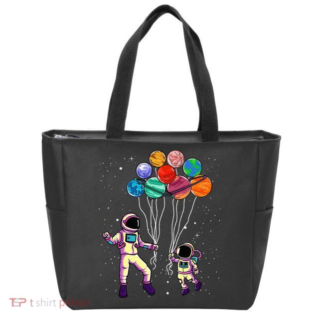 Astronaut Holding Planet Balloons STEM place Zip Tote Bag