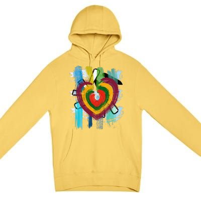 Abstract Heart Painterly Valentine Abstract Art Premium Pullover Hoodie