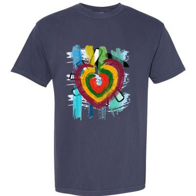 Abstract Heart Painterly Valentine Abstract Art Garment-Dyed Heavyweight T-Shirt