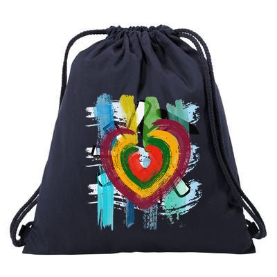 Abstract Heart Painterly Valentine Abstract Art Drawstring Bag
