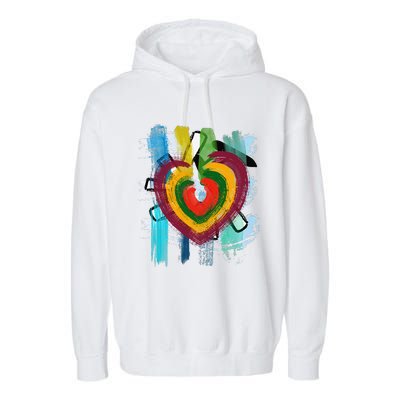 Abstract Heart Painterly Valentine Abstract Art Garment-Dyed Fleece Hoodie