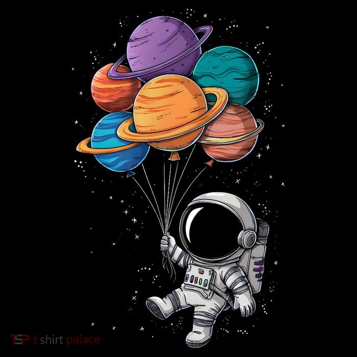 Astronaut Holding Planet Balloons Floating In Space Full-Length Apron With Pockets