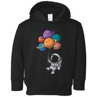 Astronaut Holding Planet Balloons Floating In Space Toddler Hoodie