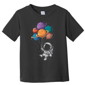 Astronaut Holding Planet Balloons Floating In Space Toddler T-Shirt