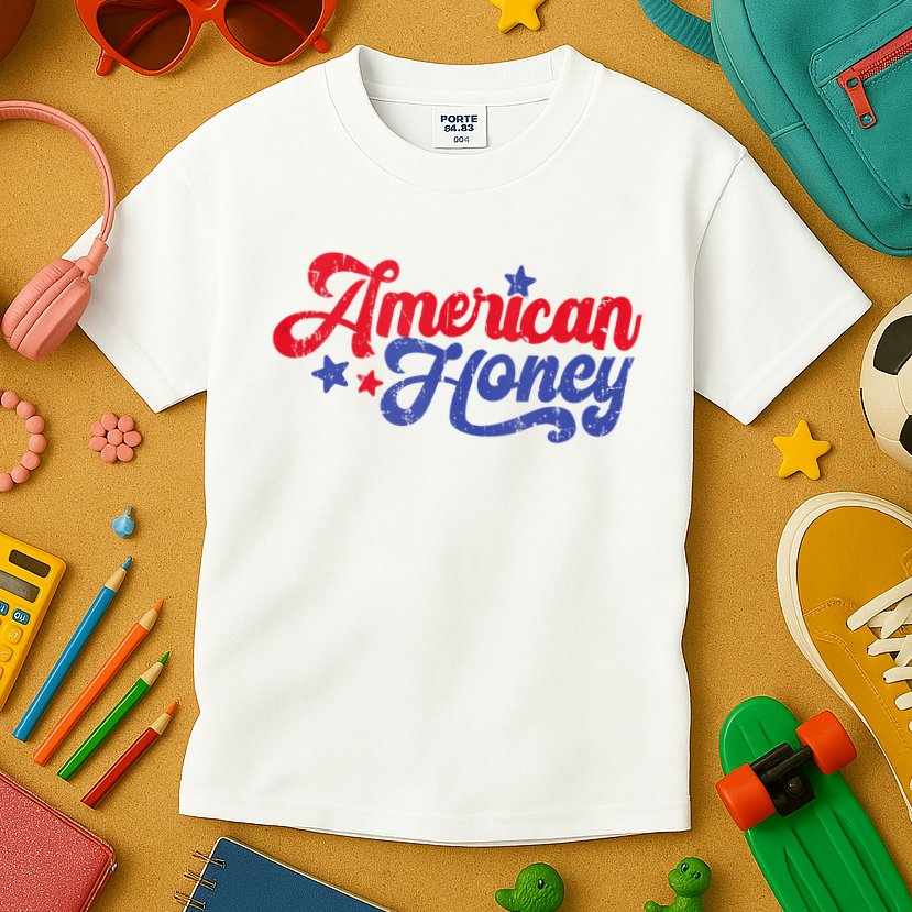 American Honey Patriot Western 4th Of July Independence Kids T-Shirt