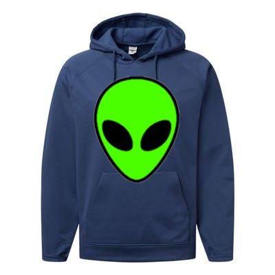 Alien Head Pocket Patch Area 51 Cool Gift Performance Fleece Hoodie