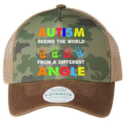 Autism Hand Prints Seeing The World From A Different Angle Legacy Tie Dye Trucker Hat