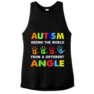 Autism Hand Prints Seeing The World From A Different Angle Ladies PosiCharge Tri-Blend Wicking Tank