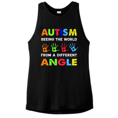 Autism Hand Prints Seeing The World From A Different Angle Ladies PosiCharge Tri-Blend Wicking Tank