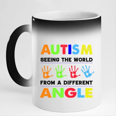 Autism Hand Prints Seeing The World From A Different Angle 11oz Black Color Changing Mug