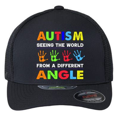 Autism Hand Prints Seeing The World From A Different Angle Flexfit Unipanel Trucker Cap