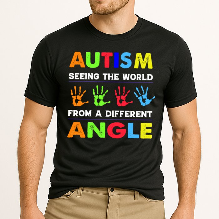 Autism Hand Prints Seeing The World From A Different Angle Performance Shirt