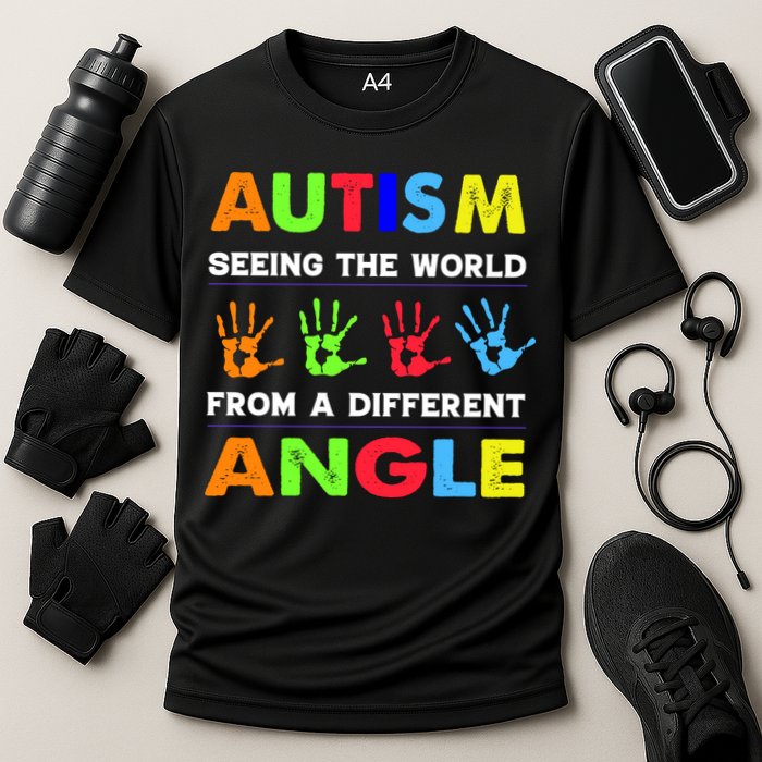 Autism Hand Prints Seeing The World From A Different Angle Performance Shirt