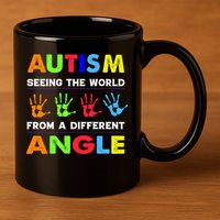 Autism Hand Prints Seeing The World From A Different Angle 11oz C Handle Ceramic Mug