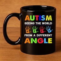 Autism Hand Prints Seeing The World From A Different Angle 11oz C Handle Ceramic Mug