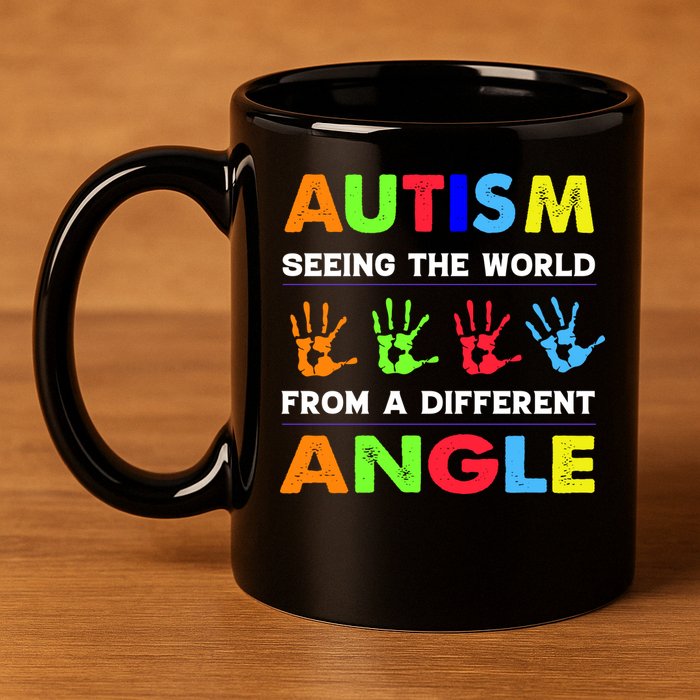 Autism Hand Prints Seeing The World From A Different Angle 11oz C Handle Ceramic Mug