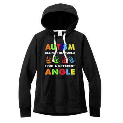 Autism Hand Prints Seeing The World From A Different Angle Women's Fleece Hoodie