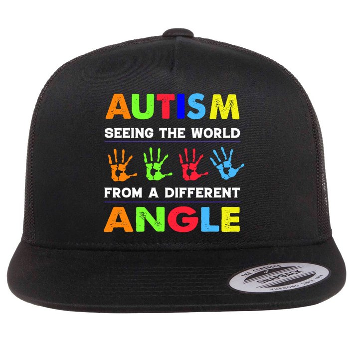 Autism Hand Prints Seeing The World From A Different Angle Flatbill Hat